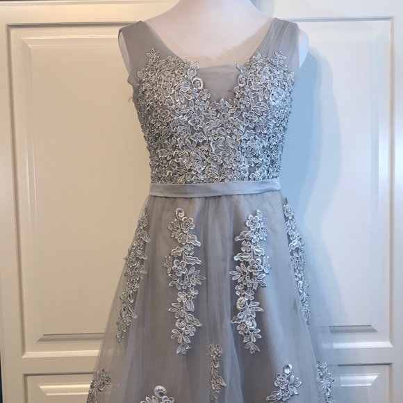 Baby Online D.R.E.S.S. Dresses & Skirts - Baby Online D.R.E.S.S Prom Silver A Line Dress